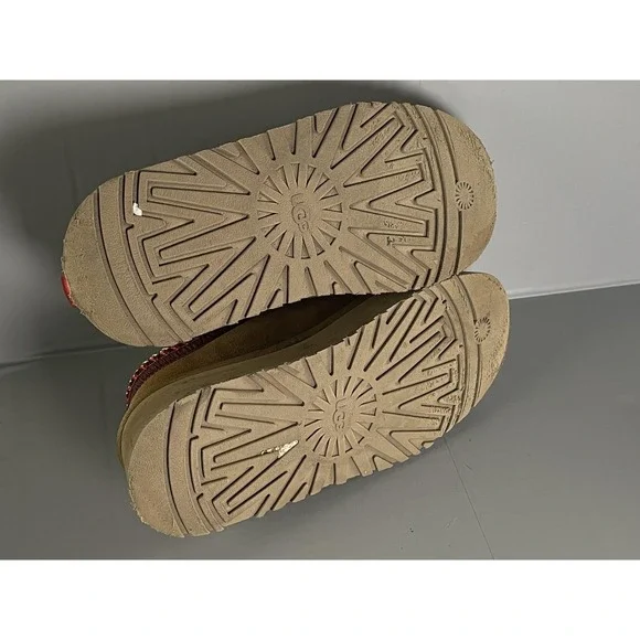 UGG Tazz II Shoes Womens Size 7 Chestnut Suede Platform Sheepskin Slippers - Picture 6 of 12